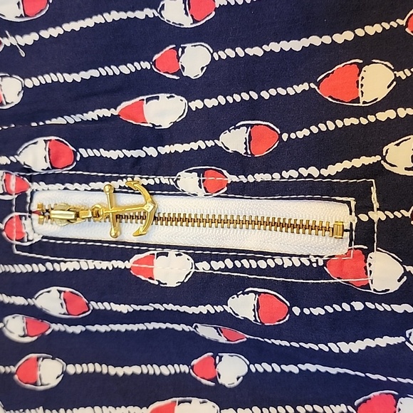 Lilly Pulitzer Nautical Navy Swim Lanes Skirt Gold Anchor Pulls Women's Size 2 - Picture 3 of 17